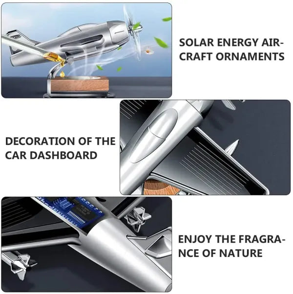 Premium Solar Powered Helicopter Car Air Freshener - Metal Rotating Propeller