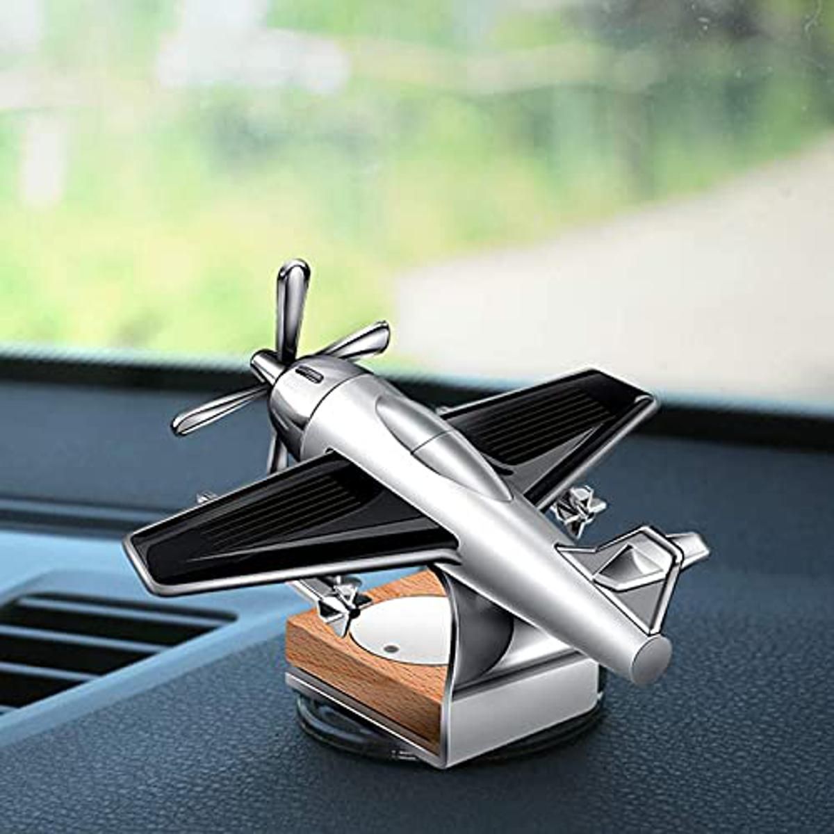 Premium Solar Powered Helicopter Car Air Freshener - Metal Rotating Propeller